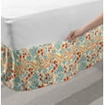 thumbnail image 2 of Floral Bed Skirt, Flowers and Strawberries in Traditional Khokhloma Drawing Pattern, Elastic Bedskirt Dust Ruffle Wrap Around for Bedding Decor, 4 Sizes, Cream Pale Teal and Vermilion, by Ambesonne, 2 of 2