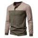 thumbnail image 1 of Blusas y camisas de manga larga y cuello redondo para hombre, estilo casual, con retazos, de manga larga y cuello redondo., 1 of 5