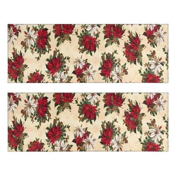 Kitchen Rugs Sets Of 2,Multicolor Christmas Floral Pattern Anti Fatigue Kitchen Mat Rugs Non Slip Washable,Decorative Kitchen Floor Mats for Kitchen,Sink,Laundry,17"X47"