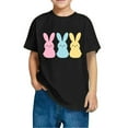 thumbnail image 3 of Jinhomg Cute Summer Tops for Kids Soft Comfort Short Sleeve Cotton T-Shirts Plain Bunny Rabbit Graphic Crew Neck Shirt Casual Daily Wear Black 110, 3 of 5