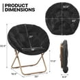 thumbnail image 3 of Round Folding Faux Fur Saucer Chair,Moon Chair for Bedroom Living Room Dorm Garden Courtyard Foldable Metal Frame Oversized Large Comfy Furry Padded Soft Lazy Cozy Lounge Chair for Adults,Black, 3 of 8