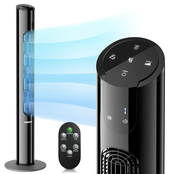 mollie Ventilador de torre silencioso oscilante con control remoto 8 velocidades Temporizador 12H Pantalla LED portátil Circulador de aire eléctrico de 45 pulgadas Ventilador de pie para el hogar, dor