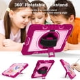 thumbnail image 5 of Case for iPad Mini 4/Mini 5th Generation, Kids Friendly Heavy Duty Rugged Shockproof Adjustable Kickstand Full Protective Tablet Cover with Hand/Shoulder Strap, Rose+Pink, 5 of 8