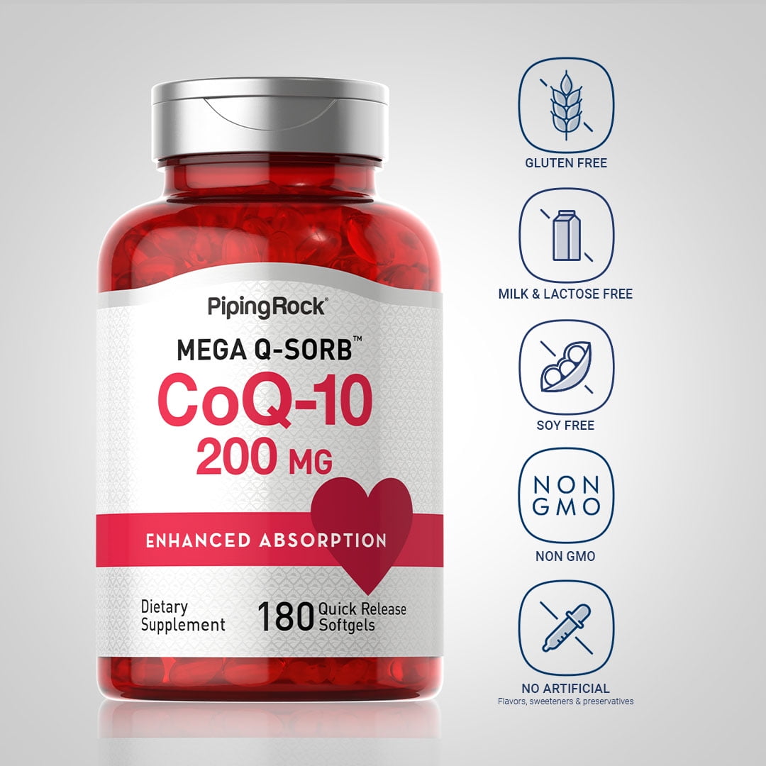 Absorbable CoQ10 200 mg | 180 Softgels | by Piping Rock