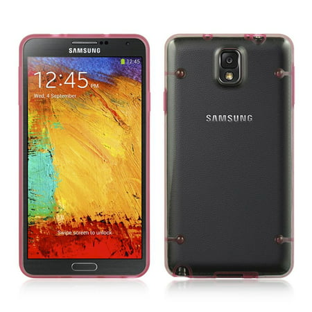 Insten Fusion Candy Back TPU Rubber Skin Gel Cover Case For Samsung Galaxy Note 3 - Clear/Hot