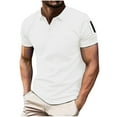thumbnail image 1 of pstuiky Camisas de vestir de manga corta para hombre, Blusa informal de manga corta con cuello vuelto, botones, bolsillos y cremallera de color liso para hombre camisas casuales para hombre l, 1 of 5