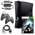 thumbnail image 1 of Xbox 360 S 250GB Game Console Black with Halo 4 and 2 Retrofam Black Controllers (Refurbished), 1 of 5