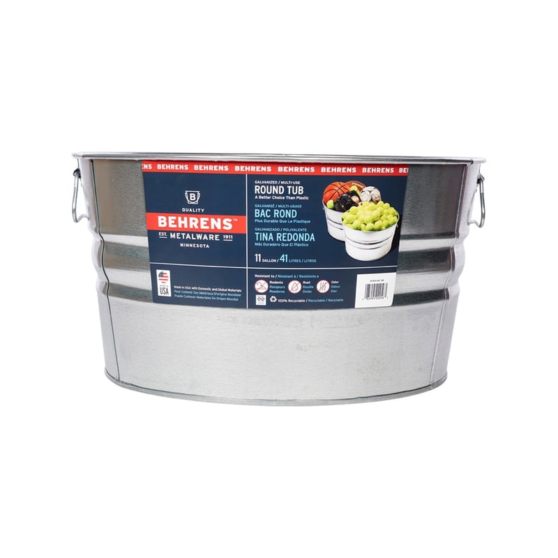 Behrens High Grade Steel 1GS 11 Gal Silver Galvanized Steel Round Tub
