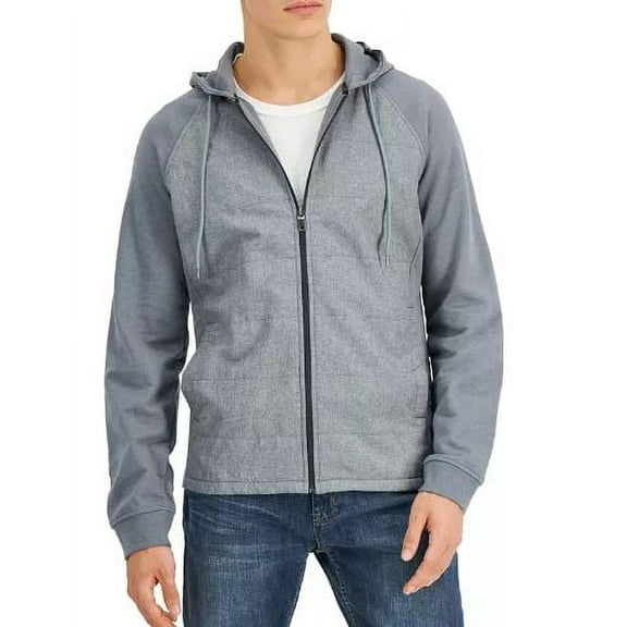ALFANI Men's Reyes Knit Hooded Jacket, Shark Gray Small