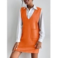 thumbnail image 3 of xxxiticat Women's Long Sweater Vest Overall Dress Oversized V Neck Sleeveless Spring Knit Shirt Short Dress(CS,S), 3 of 4