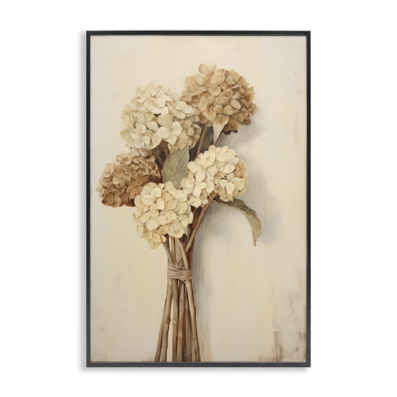 Stupell Industries Vintage Hydrangea Bundle Plants & Flowers Painting Black Framed Art Print Wall Art, 12 x 18