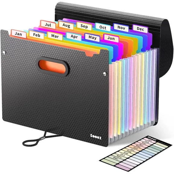 12 Pocket Expanding File Folders Accordion File Organizer Storage Box Portable