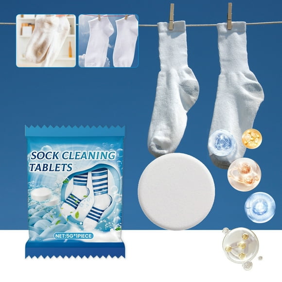 Tabletas para Limpieza de Calcetines, Quitamanchas, Desodorizante, Refrescante con Aroma a Limón para Lavandería, Limpieza y Cuidado Diario (5g)
