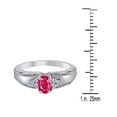 thumbnail image 4 of Aonejewelry 0.65 Ct 6x4 Oval Shape Created Ruby Gemstone (AA) With 6 white Side diamonds (HI/I1-I2) In 10K Rose White and Yellow Gold Engagement wedding Ring For Women, 4 of 7