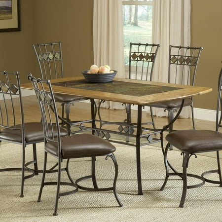 Lakeview Rectangle Dining Table Metal Legs And Slate Shelf