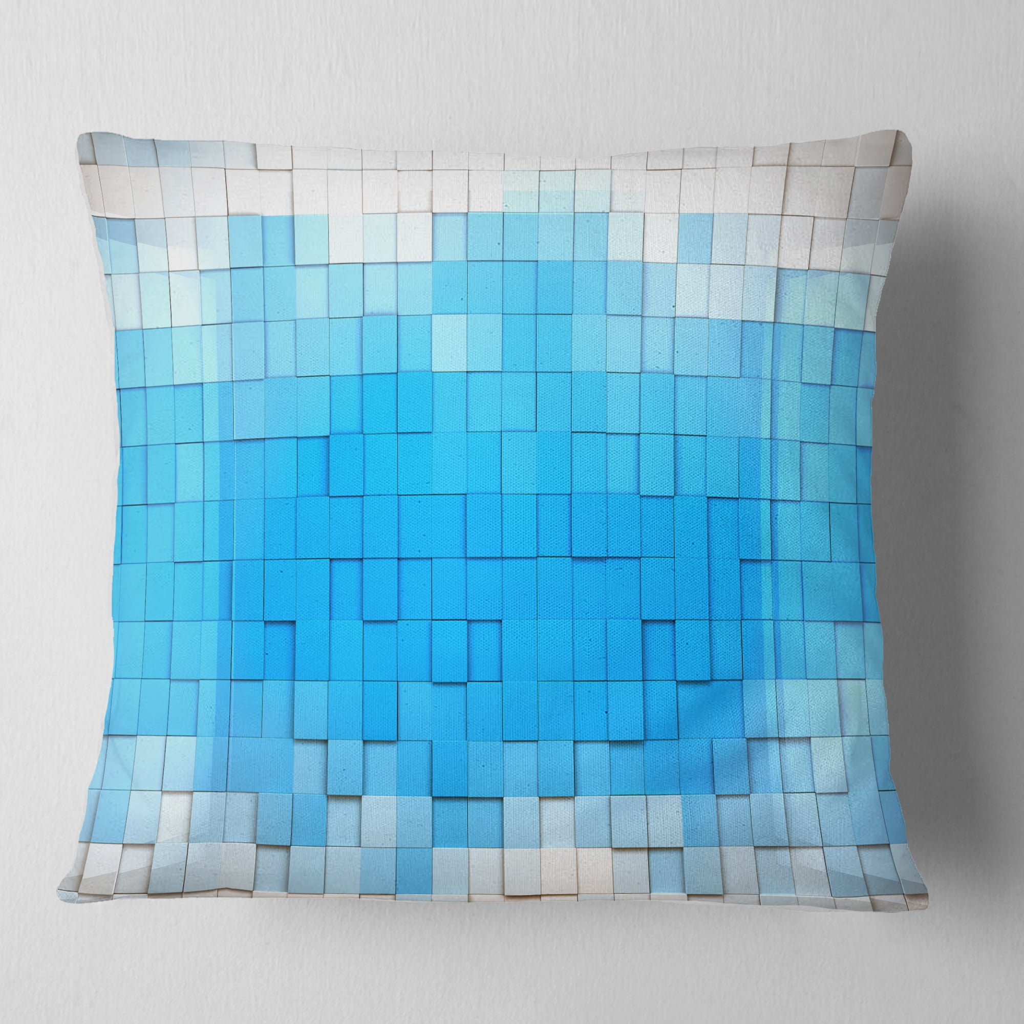 Designart 3D Blue Cubes - Contemporary Throw Pillow - 18x18