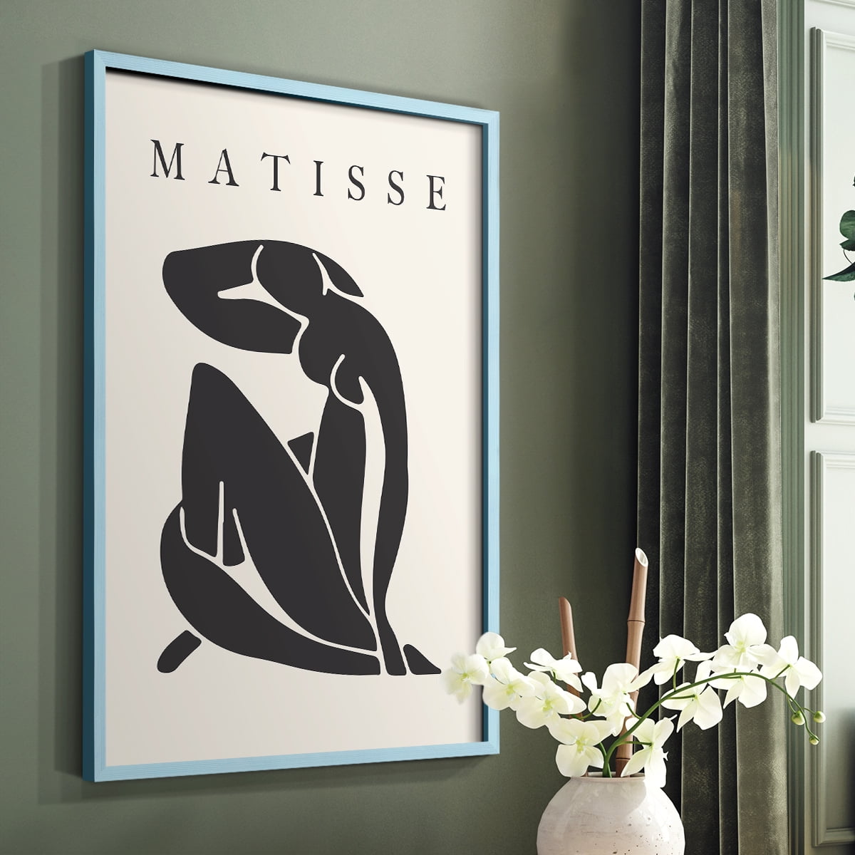 Matisse CCCLXXVI in Blue Solid Wood 11 x 14 Framed Print
