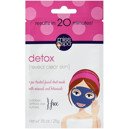 Miss Spa Detox Facial Sheet Mask, 0.88 oz.