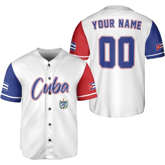 Personalized Cuba Baseball Jersey Shirt, Cuba Flag Jersey, Cuban Jersey for Men and Women, Cuba USA Flag T Shirt (S)