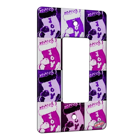 KuzmarK™ 1 Gang Rocker Wall Plate - Siamese Kitties Christmas Joy Stocking Cat Pink Pattern Art by Denise Every