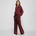 thumbnail image 4 of Fgvctg Lounge Sets for Women 2 Piece Tracksuit Set Half Zip Sweatshirt Fleece Wide Leg Sweatpants Fall Casual Jogger Lounge Sweatsuits with Pockets Wine L, 4 of 5