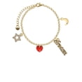 thumbnail image 2 of Delight Jewelry Red Crystal Heart Goldtone Dream Big Charm Bracelet, 7.5+2" Extender, 2 of 4
