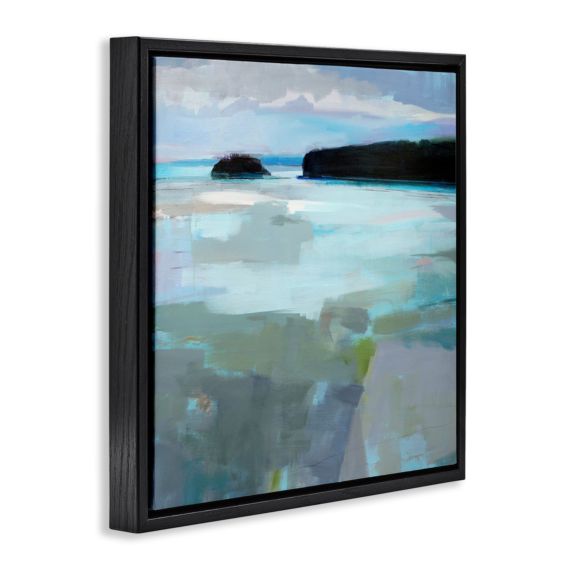 Stupell Industries Freeport Maine Abstraction Black Framed Floater Canvas Wall Art, design by Kathleen Robbins