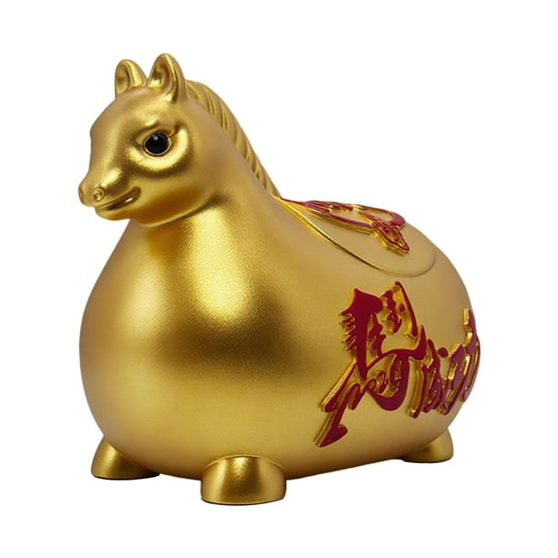 Alcancía con forma de caballo, adorno chino del Año del Caballo 2026, escultura de escritorio Oro
