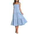thumbnail image 1 of VISgogo Vestido de Mujer, Color Sólido Sin Mangas Volantes de Una Pieza con Tirante Ajustable para el Hombro para el Verano, S/M/L/XL VISgogo moda, 1 of 9