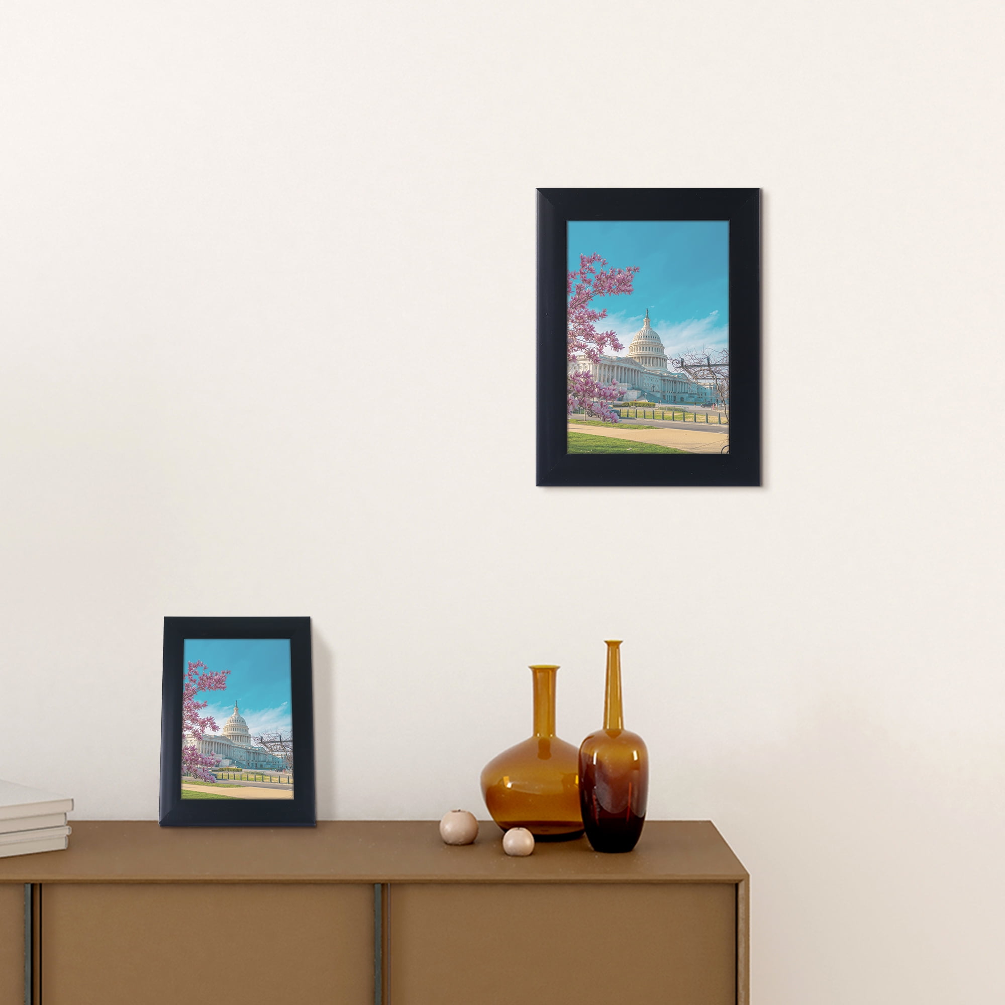 Unique Bargains Picture Frame for Wall Hanging and Tabletop Display Black 5x7