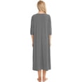 thumbnail image 3 of Women's Soft Striped Robe  3/4 Sleeve Spring & Fall Nightgown with Front Zipper, Pockets for Outdoor and Home, 3 of 11
