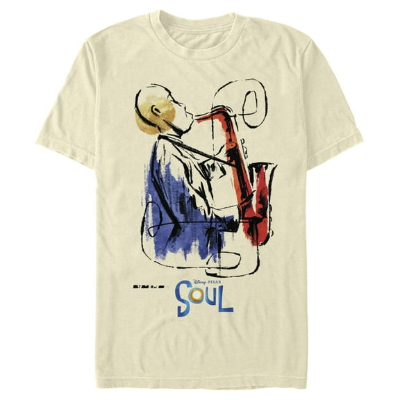Men's Soul Watercolor Saxophonist  Graphic Tee Beige Large