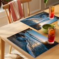 thumbnail image 4 of Beach Reef Placemats Set of 6 Shiny Sunset Ocean Waves Natural Seaside Place Mats Indoor Wipeable Table Mats Washable Cloth Dining Table Placemats for Kitchen Holiday Party Home Decor 13x19 Inch, 4 of 9