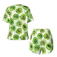 thumbnail image 6 of Wukai Green Kiwi Women's Pajama Set,Short-Sleeve Top and Shorts with Elastic Waistband and Pockets for Loungewear, Yoga, and Casual Wear-4X-Large, 6 of 8