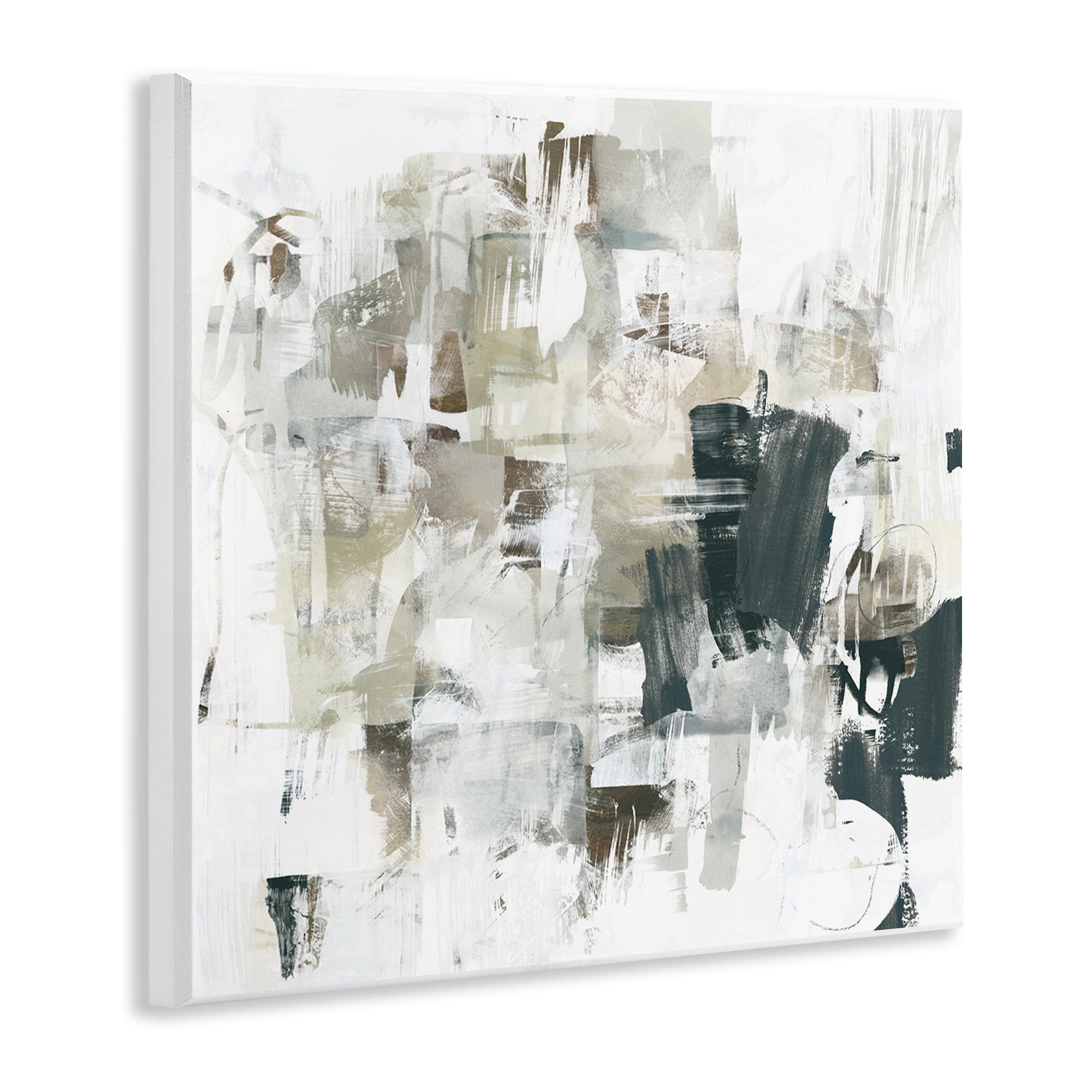 Stupell Industries Abstract Monochrome Paint Abstract Painting Unframed Art Print Wall Art, 12 x 12