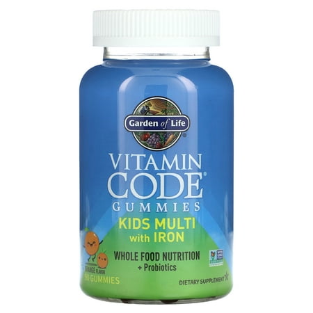 Garden of Life Vitamin Code Gummies, Kids Multi with Iron, Orange, 90 Gummies