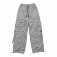 thumbnail image 5 of Lmueinov Women's 90s Retro Parachute Cargo Pants Elastic Waist D string Multi Pockets Baggy Wide Leg Streetwear Casual Hiking Jogger Pants, S-XXL, 5 of 7