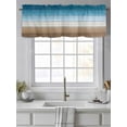 thumbnail image 4 of Valances for Windows Blue Brown Rod Pocket Cafe Window Treatments Valance Curtains for Kitchen Bathroom Laundry Basement Windows 56"x16", 4 of 9