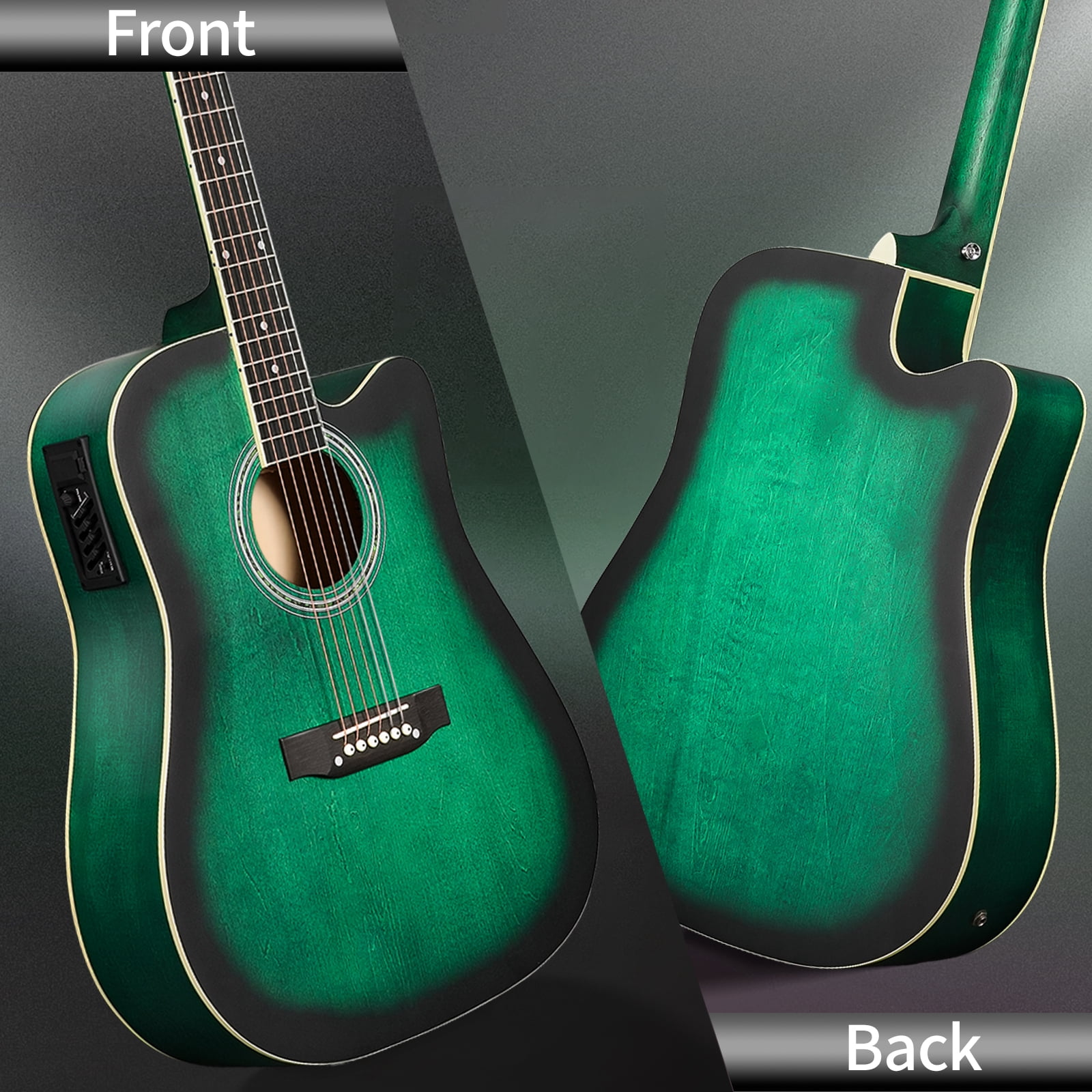 Ktaxon 41-Inch Full-Size Acoustic Electric Guitar with 10W Amp Bag Tuner and other Accessories Green