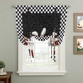 thumbnail image 2 of Chef Balloon Curtains for Bedroom/Front Door/Bathroom, Cartoon Cute Watercolor Cooking Black Plaid Tie Up Curtains 63 Inch Length Light Filtering Kitchen Curtains Shades for Windows 46"x63", 2 of 8