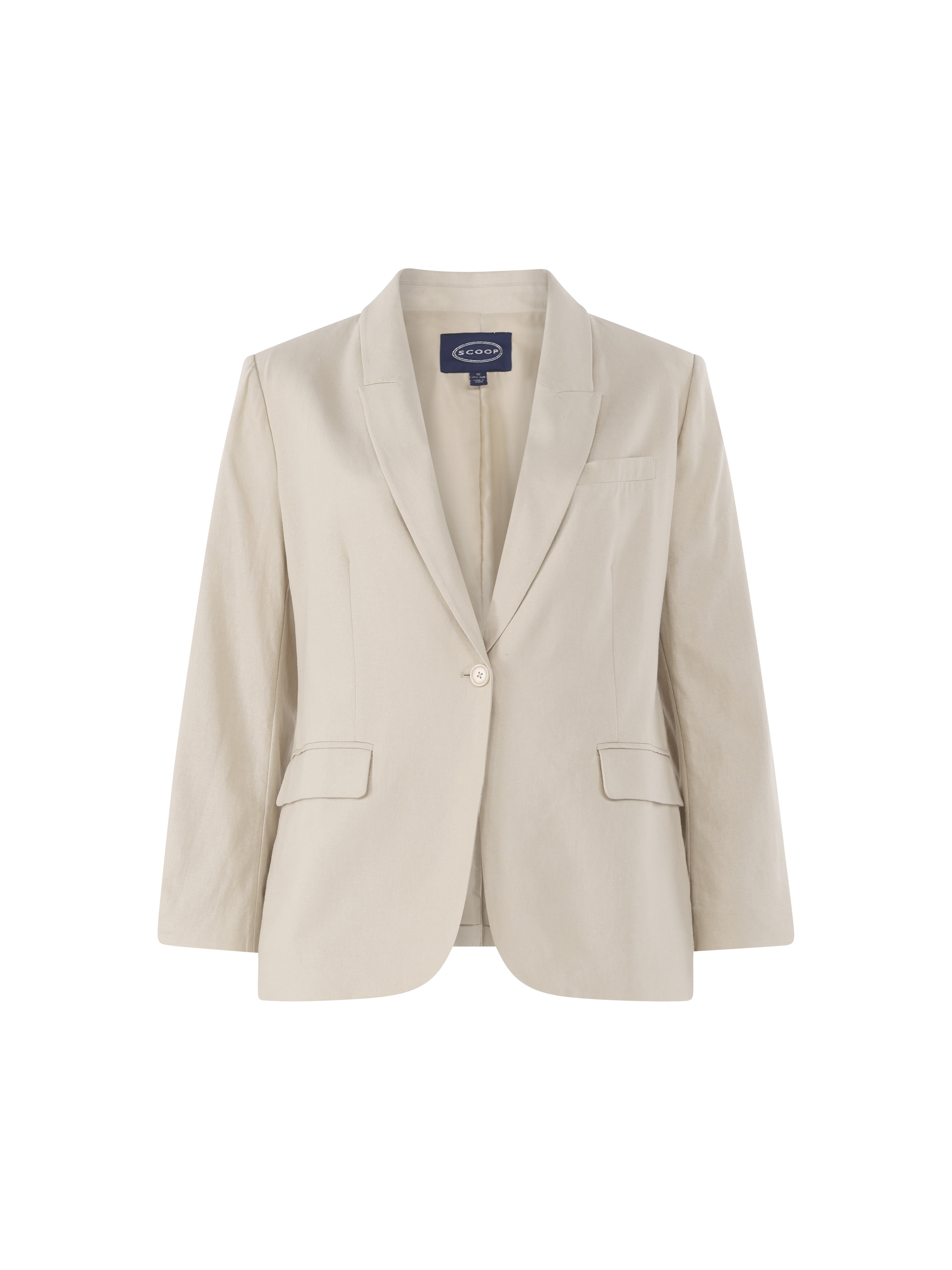 Scoop Women's and Women's Plus One Button Linen Blend Blazer, Sizes XS-4X
