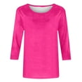 thumbnail image 5 of UAMVSH Womens Tops Basic Casual Office Work Crew Neck Shirts Loose Fit 3/4 Sleeve Vacation Tunic Blouses Fashion Ladies Summer Fall Tees(XX-Large,Hot Pink 1), 5 of 5