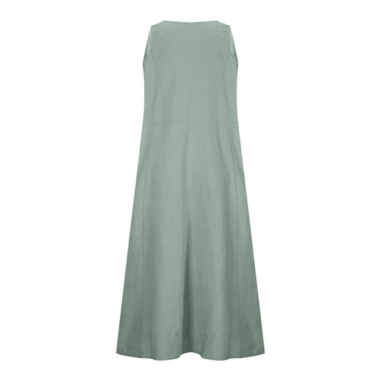Axiiglly Linen Dress for Women V Neck Sleeveless Midi Dresses Solid Color Soft Cotton Dress Summer Casual Beach Dresses with Pockets - Walmart.com Axiiglly Linen Dress for Women V Neck Sleeveless Midi Dresses Solid Color Soft Cotton Dress Summer Casual Beach Dresses with Pockets - Walmart.com