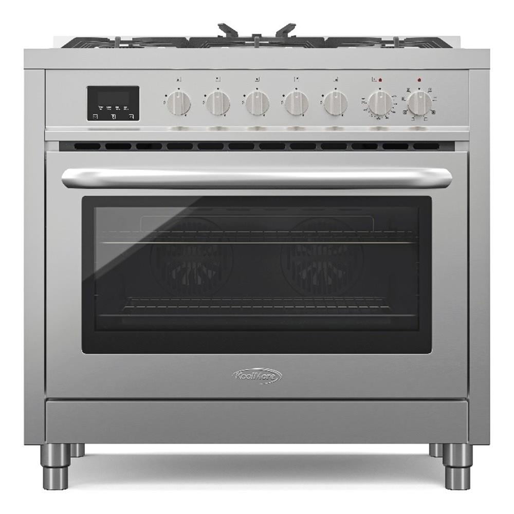 Pemberly Row Modern 36" 5 Burner Freestanding Dual Fuel Range