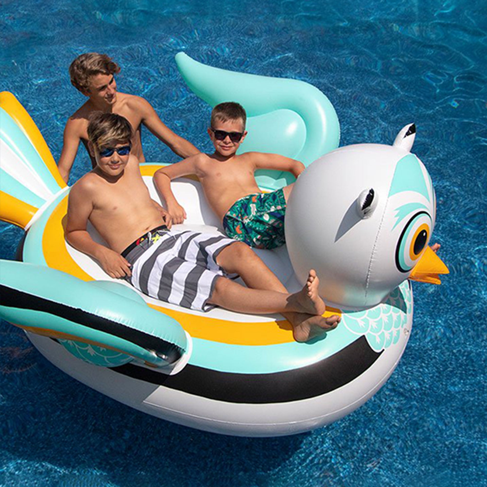 Swimline 90721M Swimming Pool Lake Giant Rideable Owl Inflatable Float,  White