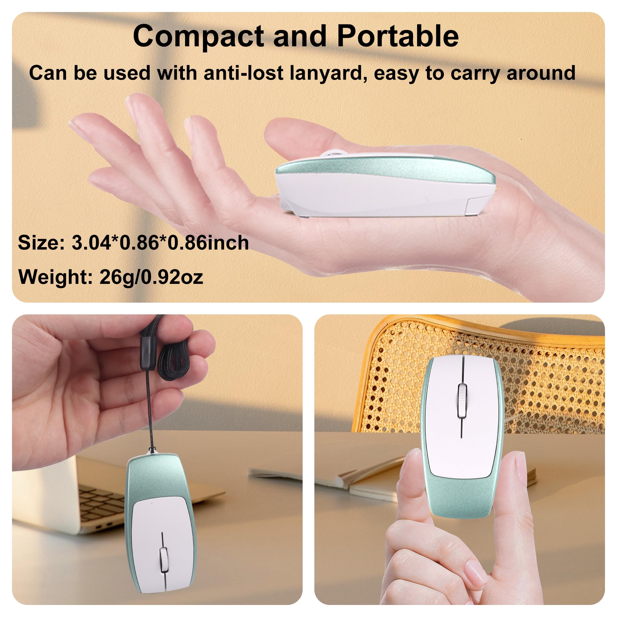 Dpisuuk Bluetooth Mouse Rechargeable Portable Mini Computer Mice with TF Card Reader Optical Lightweight Silent Wireless Mouse for Laptop Tablet Cell Phone Windows Mac OS Android iOS, Green