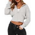 thumbnail image 2 of Sudaderas con Cremallera para Mujer, Conjuntos Casuales, Cárdigan, Ropa de Abrigo, Chaquetas de Invierno de Moda, Abrigos. Gris L, 2 of 8