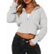 thumbnail image 2 of Sudaderas con Cremallera para Mujer, Conjuntos Casuales, Cárdigan, Ropa de Abrigo, Chaquetas de Invierno de Moda, Abrigos. Gris XL, 2 of 8