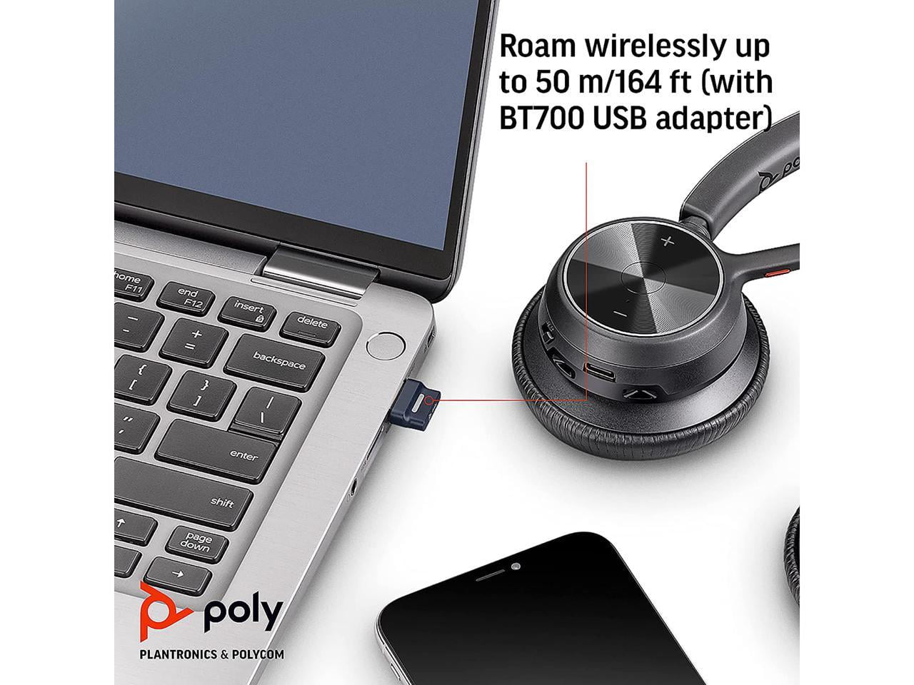 Poly Voyager 4320-M - Headset - on-ear - Bluetooth - wireless, wired - USB-A via Bluetooth adapter - black - Certified for Microsoft Teams, Zoom Certified