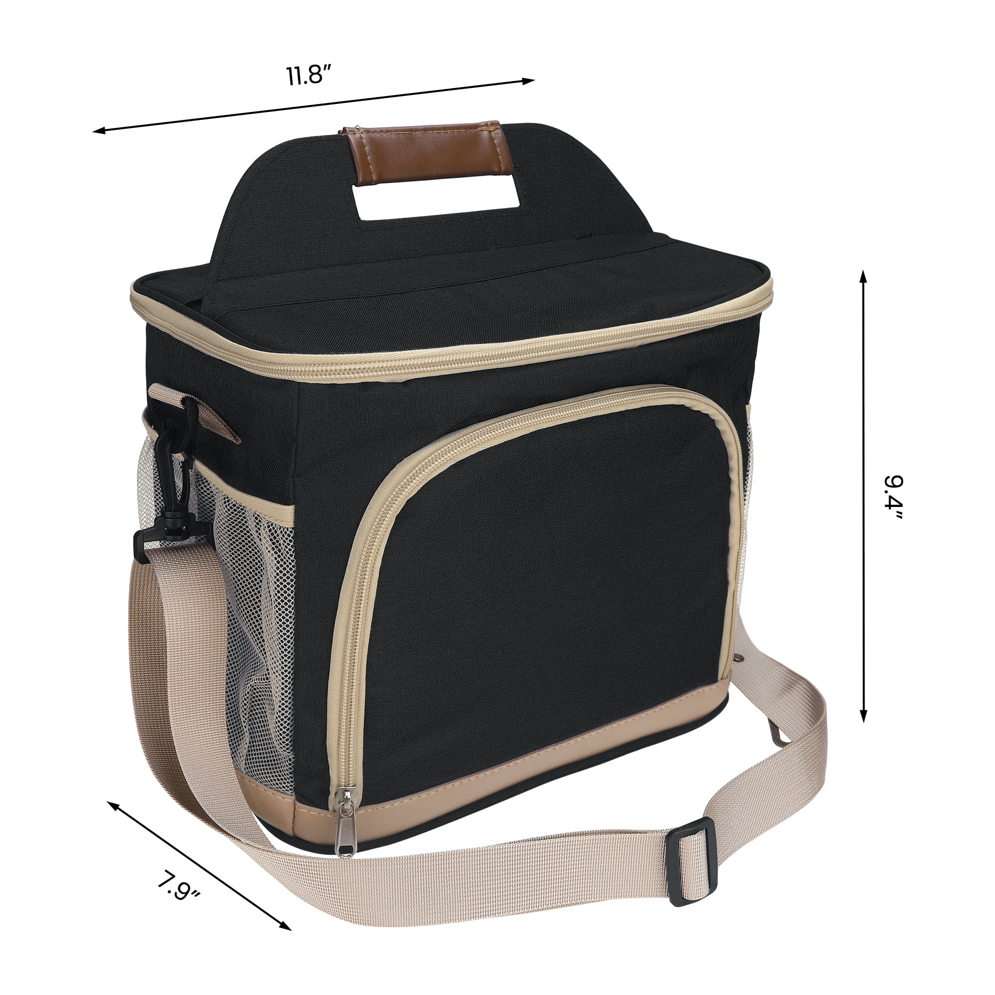 Unique Bargains Lunch Bag Insulated Lunch Bag with Adjustable Shoulder Strap Black
